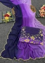 Georgette Purple Party Wear Khatli Work Saree